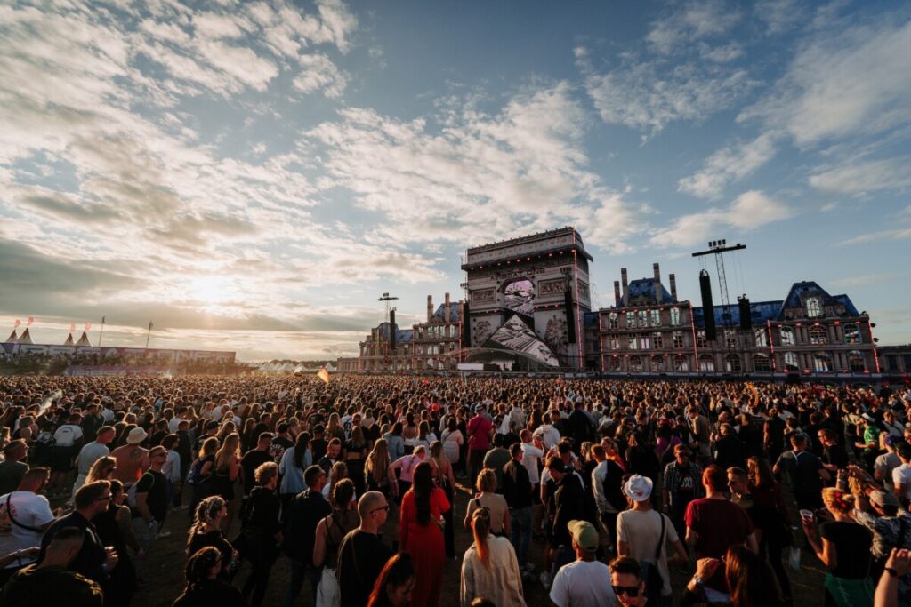 Huge crowd at a Paul Kalbrenner concert produced by 1314 at the Airbeat One 2024 festival site